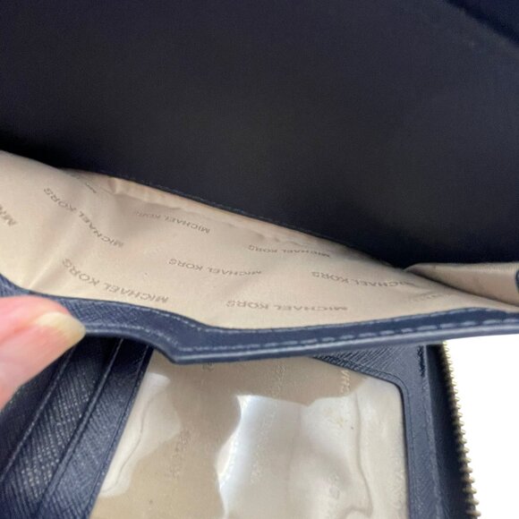 MICHAEL Michael Kors Large Scalloped Leather Clutch - Navy - Picture 9 of 12